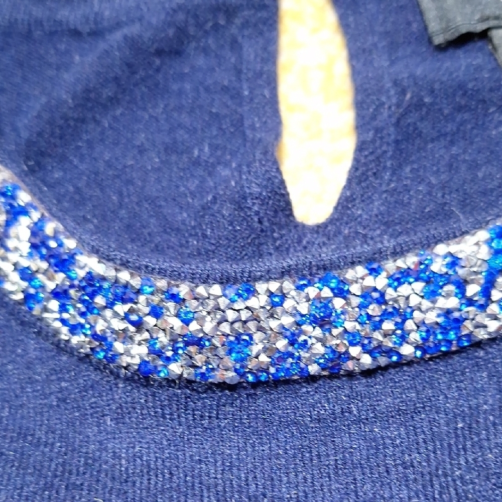 Liz Claiborne Navy Sweater with Floral Collar - Picture 6 of 8